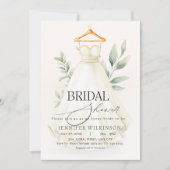 Greenery Wedding Gown Dress Vrijgezellenfeest Kaart (Voorkant)