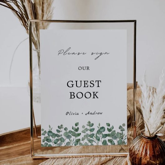 Greenery Wedding Guest Book Sign Sjabloon Kaart