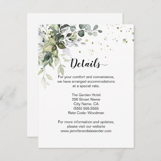 Greenery Wedding Informatiekaartje (Voorkant / Achterkant)
