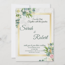 Greenery Wedding Invitation Botanical Minimalist Kaart