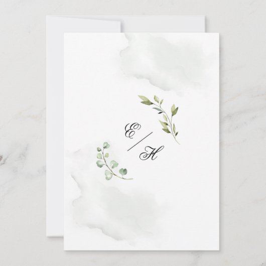 Greenery Wedding Invitation, Eucalyptus Wedding Kaart (Achterkant)