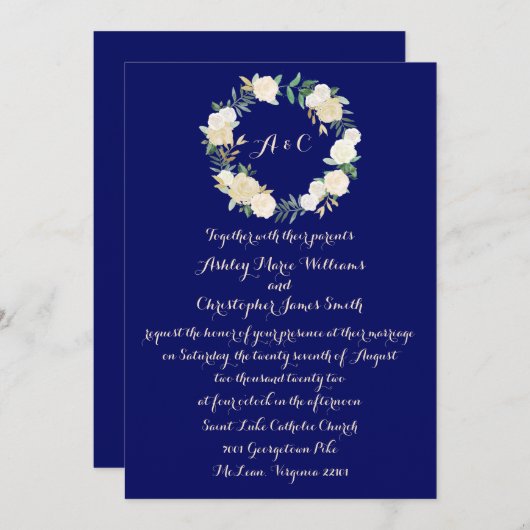 Greenery Wedding Invitation Gold Botanical Invite Kaart (Voorkant / Achterkant)