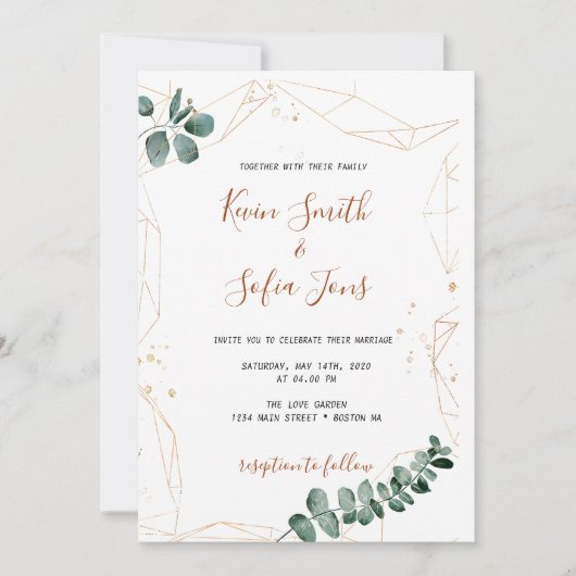Greenery Wedding Invitation Kaart (Voorkant)