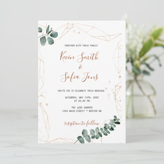 Greenery Wedding Invitation Kaart (Staand voorkant)