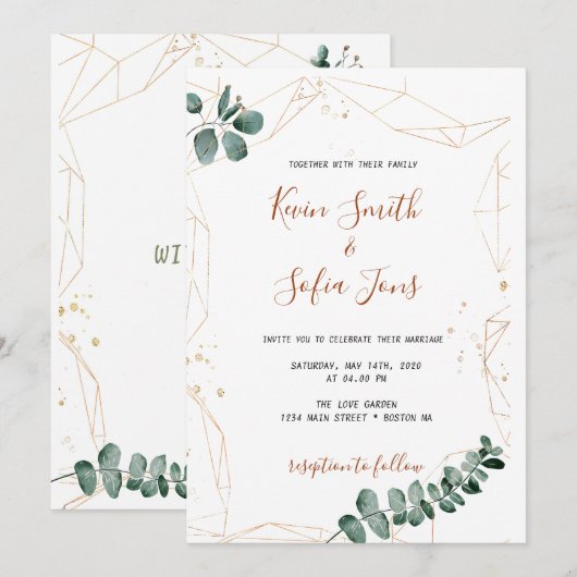 Greenery Wedding Invitation Kaart (Voorkant / Achterkant)