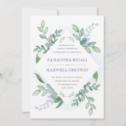 Greenery Wedding Invitation Kaart (Voorkant)