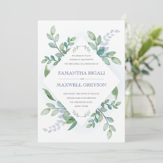 Greenery Wedding Invitation Kaart (Staand voorkant)