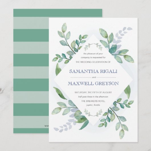 Greenery Wedding Invitation Kaart (Voorkant / Achterkant)