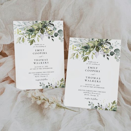 Greenery Wedding Invitation Kaart