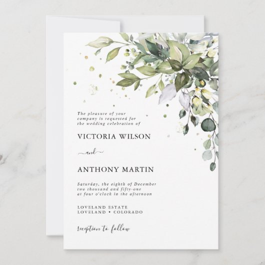 Greenery Wedding Invitation Kaart (Voorkant)