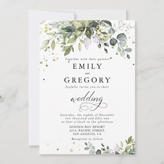 Greenery Wedding Invitation Kaart (Voorkant)