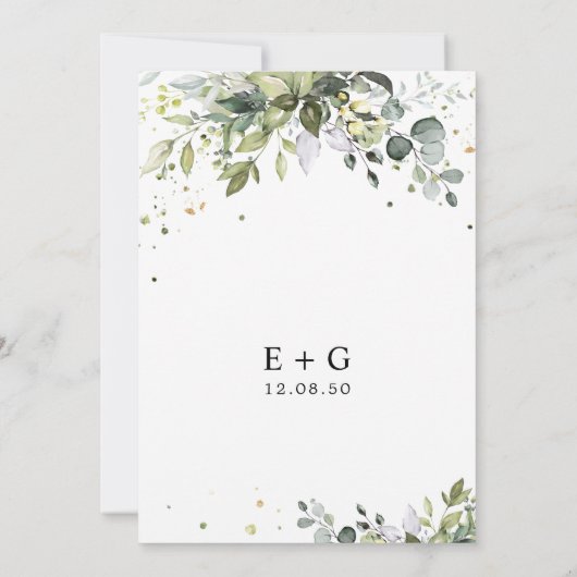 Greenery Wedding Invitation Kaart (Achterkant)