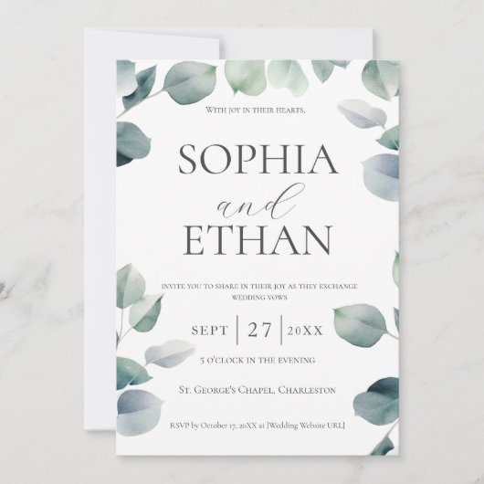 Greenery Wedding Invitation Kaart (Voorkant)