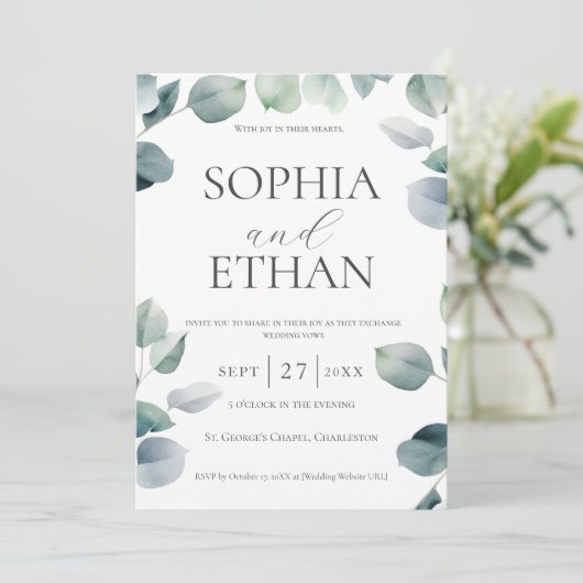 Greenery Wedding Invitation Kaart (Staand voorkant)