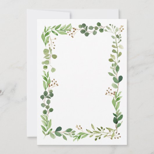 Greenery Wedding Invitation Kaart (Achterkant)