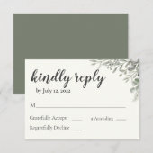 Greenery Wedding Invitation Reply Kaart (Voorkant / Achterkant)