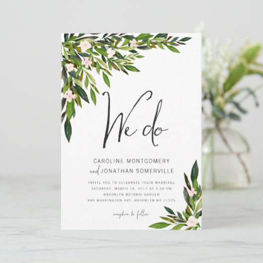 Greenery Wedding Invitation Set Botanische uitnodi Kaart (Staand voorkant)