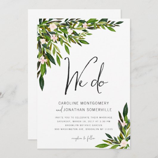 Greenery Wedding Invitation Set Botanische uitnodi Kaart (Voorkant / Achterkant)
