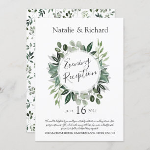 Greenery Wedding Invite, Evening Reception Kaart