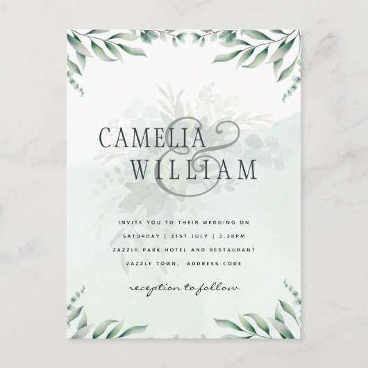 Greenery Wedding Invitting Website RSVP QR CODE Briefkaart (Voorkant)