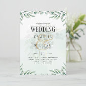 Greenery Wedding Invitting Website RSVP QR CODE Kaart (Staand voorkant)