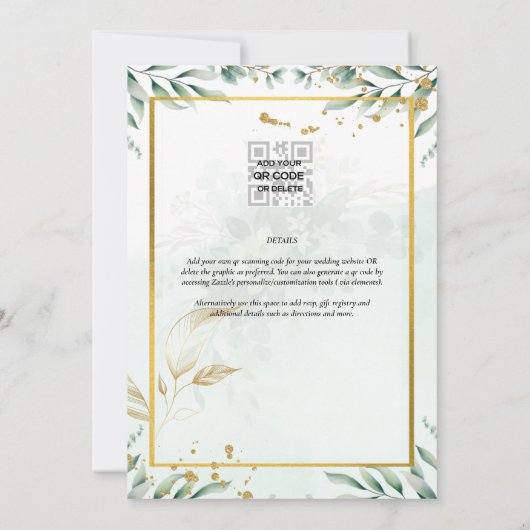 Greenery Wedding Invitting Website RSVP QR CODE Kaart (Achterkant)