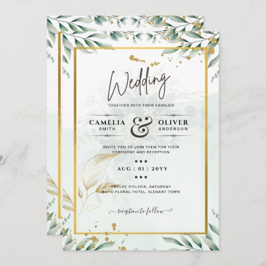 Greenery Wedding Invitting Website RSVP QR CODE Kaart (Voorkant / Achterkant)