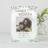 Greenery Wedding Invitting Website RSVP QR CODE Kaart (Staand voorkant)