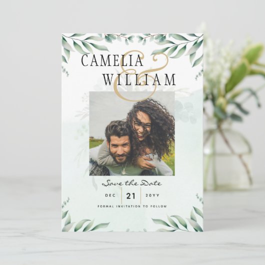 Greenery Wedding Invitting Website RSVP QR CODE Kaart (Staand voorkant)