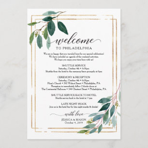 Greenery Wedding Itinerary - Wedding Welcome Programmakaart