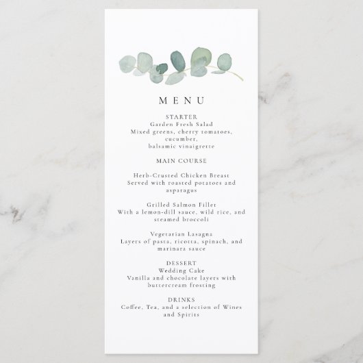 Greenery Wedding Menu (Voorkant)