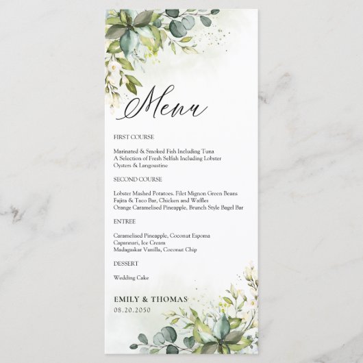 Greenery Wedding Menu (Voorkant)