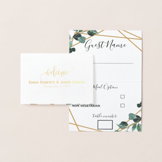 Greenery Wedding Menu Choice Place Cards (Display)