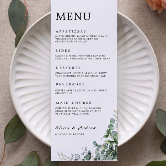 Greenery Wedding Menu Kaarten Sjabloon