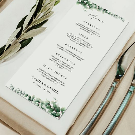 Greenery Wedding Menu Kaarten Sjabloon