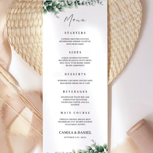 Greenery Wedding Menu Kaarten Sjabloon