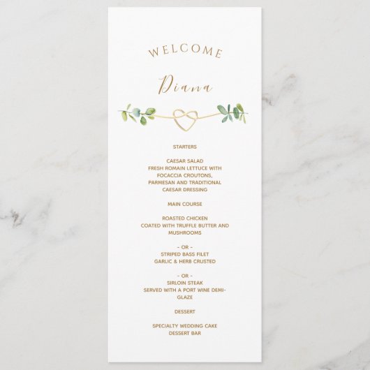Greenery Wedding Menu met gastennaam (Voorkant)