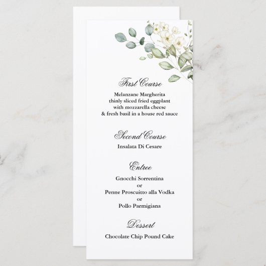 Greenery Wedding Menu Sjabloon (Voorkant / Achterkant)