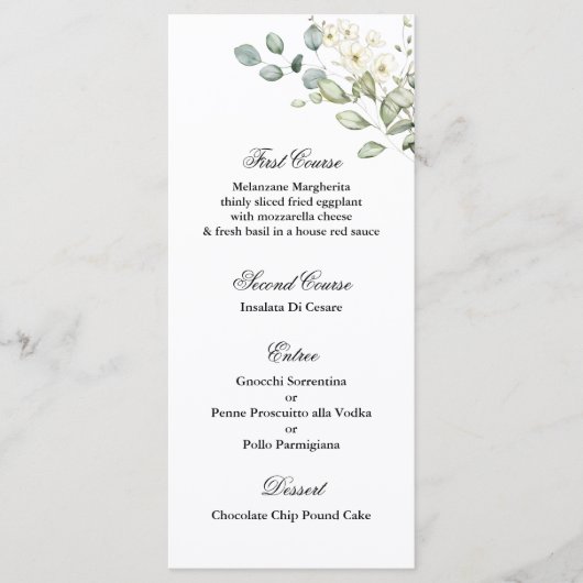Greenery Wedding Menu Sjabloon (Voorkant)