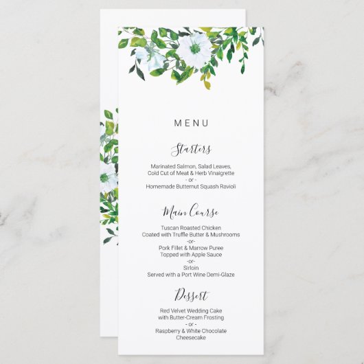 Greenery Wedding Menu, Woodland Menu (Voorkant / Achterkant)