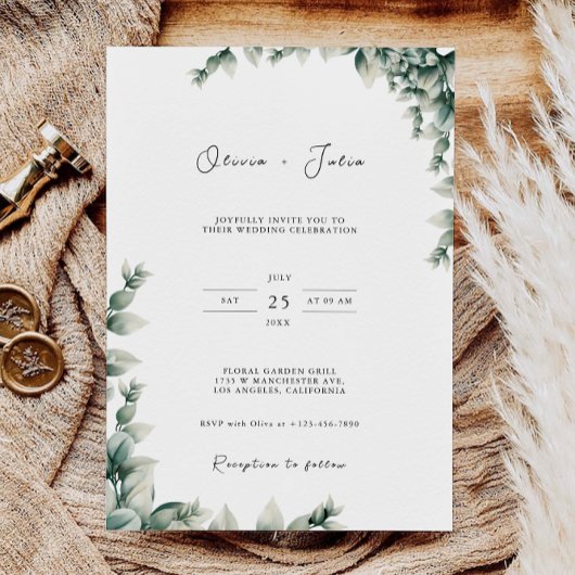 Greenery Wedding nodigt uit tot Sjabloon Kaart