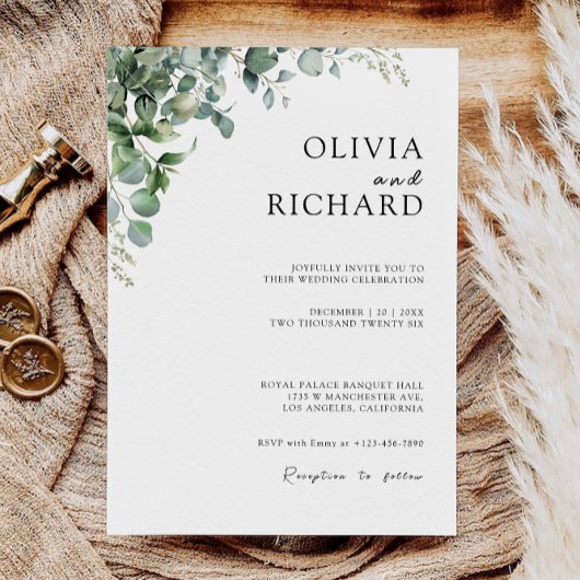 Greenery Wedding nodigt uit tot Sjabloon Kaart
