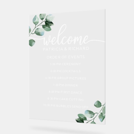 Greenery Wedding Orde van Evenementen Acryl Bord (Hoek)