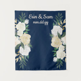 Greenery Wedding Photo Booth Backdrop Navy Blue Wandkleed