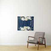 Greenery Wedding Photo Booth Backdrop Navy Blue Wandkleed (In Situ (horizontaal))