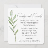 Greenery Wedding Postponed - Change of Planans Kaart (Voorkant)