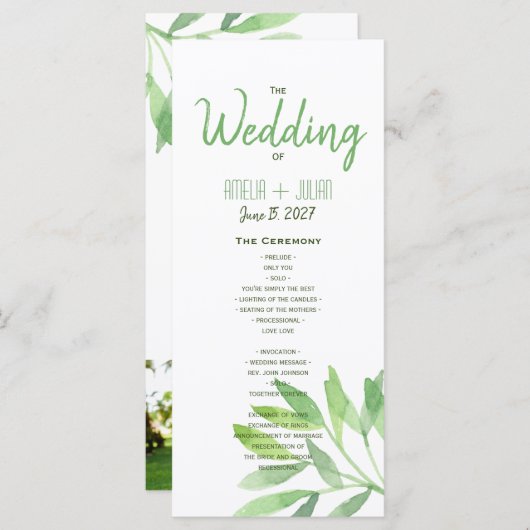 Greenery Wedding Program Programmakaart (Voorkant / Achterkant)