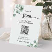 Greenery Wedding Program QR-code Reclamebord Met Voetstuk