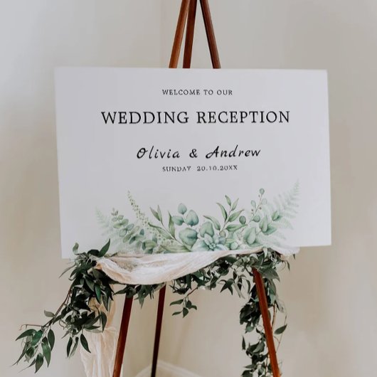 Greenery Wedding Receptie Welkomstbord Poster
