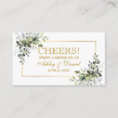 Greenery Wedding Reception Gold Drink Ticket Card Informatiekaartje (Voorkant)